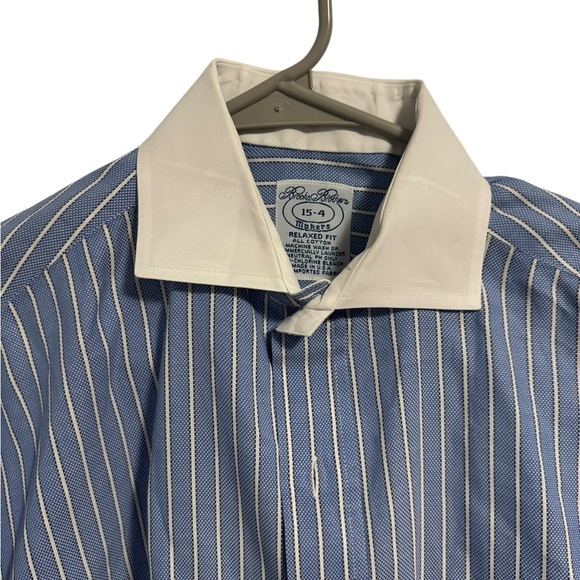 Brooks Brothers Men’s Dress Shirt. Blue with white stripes. Size 15-34. EUC - Picture 2 of 4